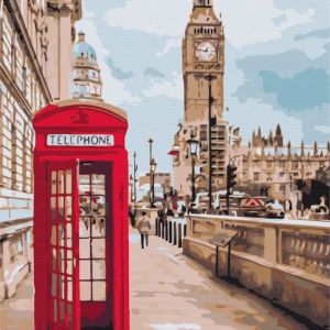 Red Phone Booth Symbol of London Paint by Numbers image