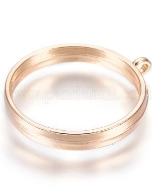 Bezel Pendant Ring Light Gold-  4 Piece