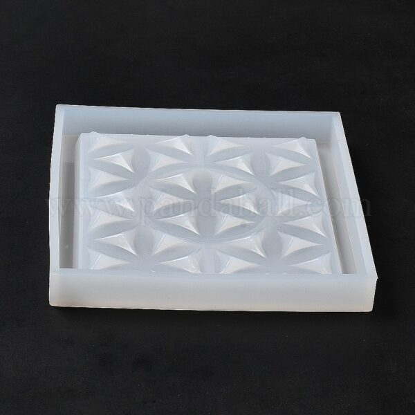 Cup mat flower square coaster mould side view by Pandahall