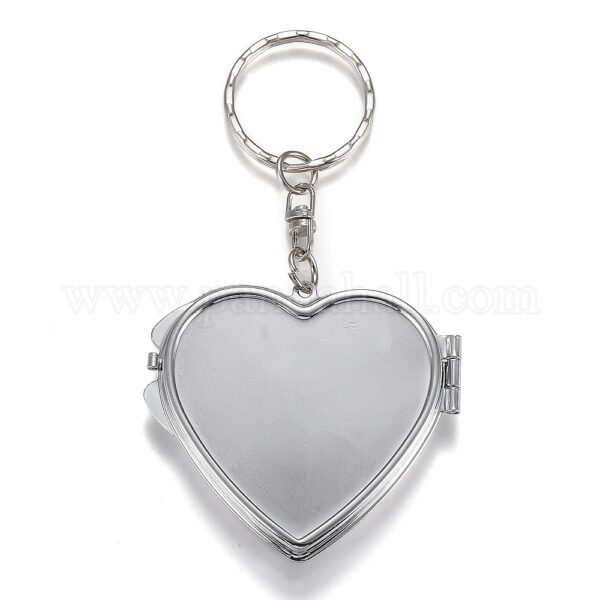 Keychain Mirror Compact Heart Front View