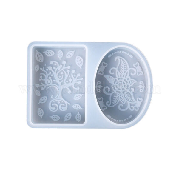 Oval and Rectangle Flower Pattern Silicone Mould