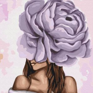 Lady with a Purple Peony Paint by numbers image