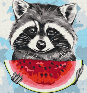 Summer Racoon Paint By Numbers Image