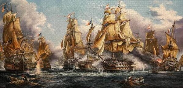 Naval Battle scene completed 4000pce castorland puzzle