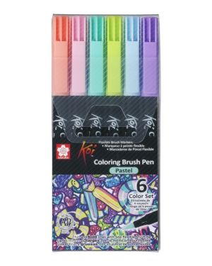 Colouring Brush Set – Pastel (6 Pens) – Koi