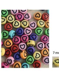 Flat Round Beads Open Heart Mix 7mm