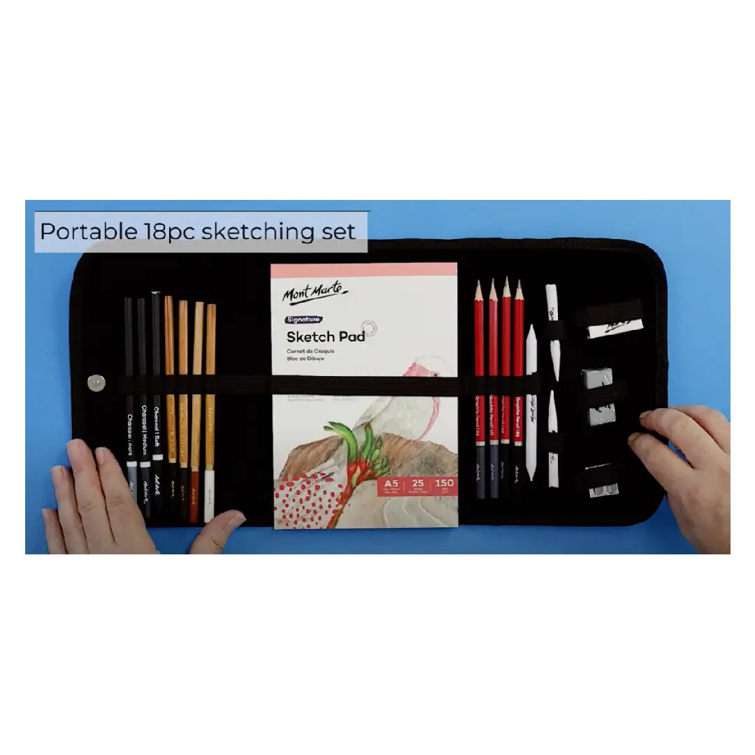 Sketching Set in Wallet (18pc) - Mont Marte Video