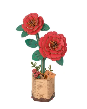 Robotime 3D Wooden Puzzle – Red Camellia