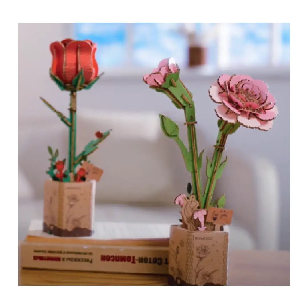 Robotime 3D Wooden Puzzle - Pink Carnation Video