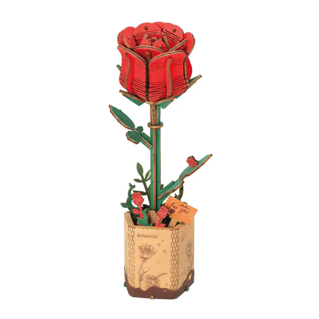 Robotime 3D Wooden Puzzle - Red Rose