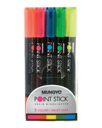 Mungyo Solid Point Stick Highlighter Set of 5