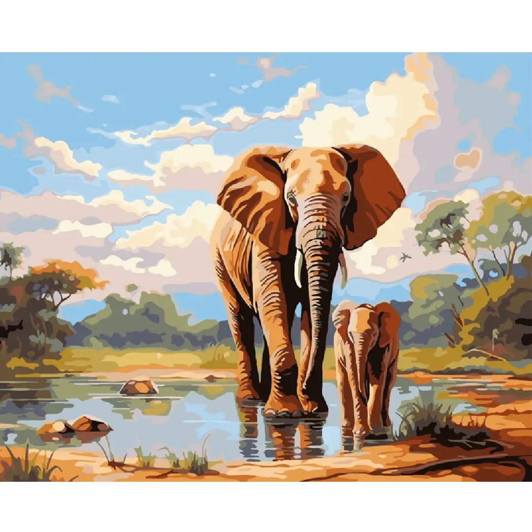 Paint by Numbers - Elephants