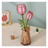 Robotime 3D Wooden Puzzle – Pink Tulip