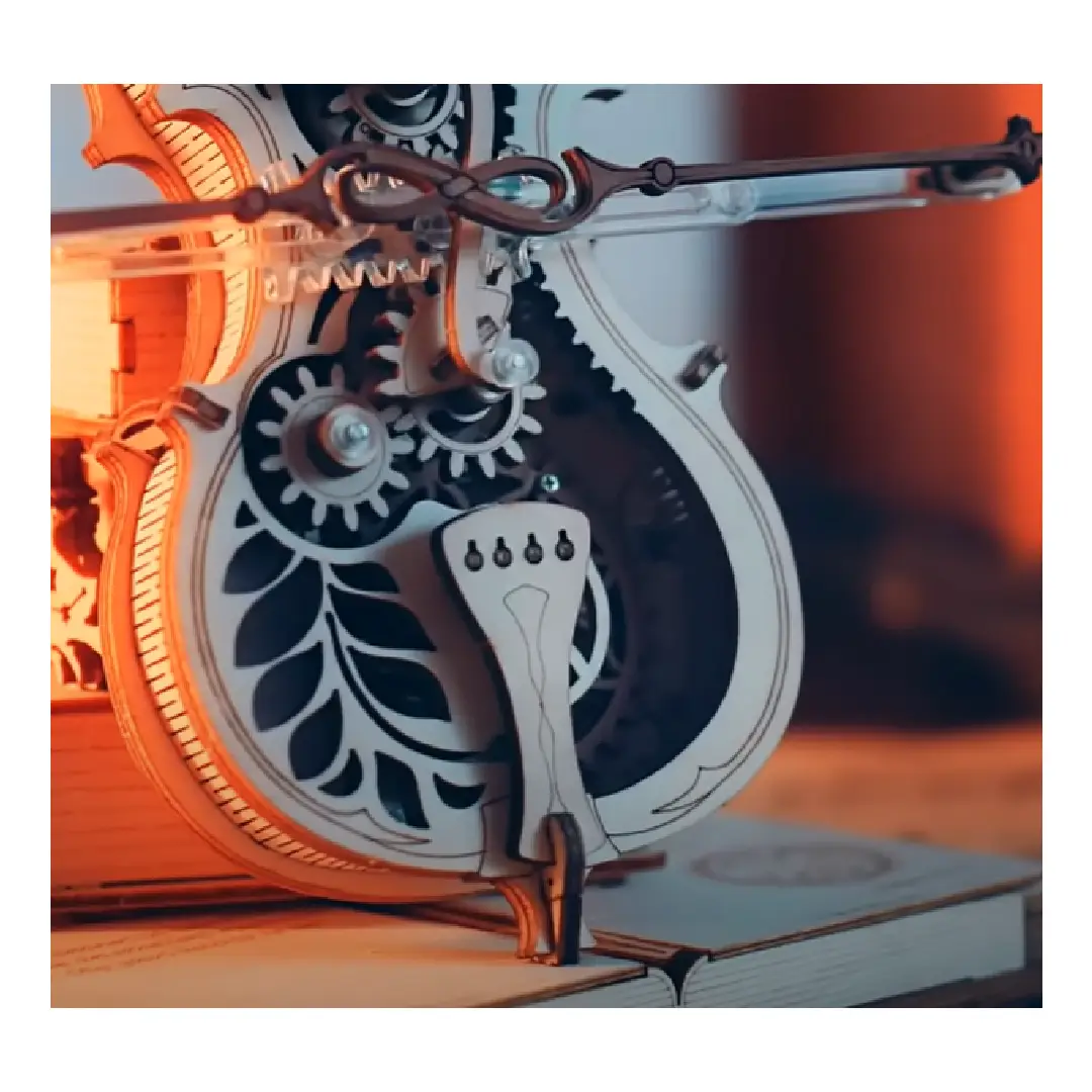 Robotime Wooden 3D Puzzle - Mechanical Cello Music Box