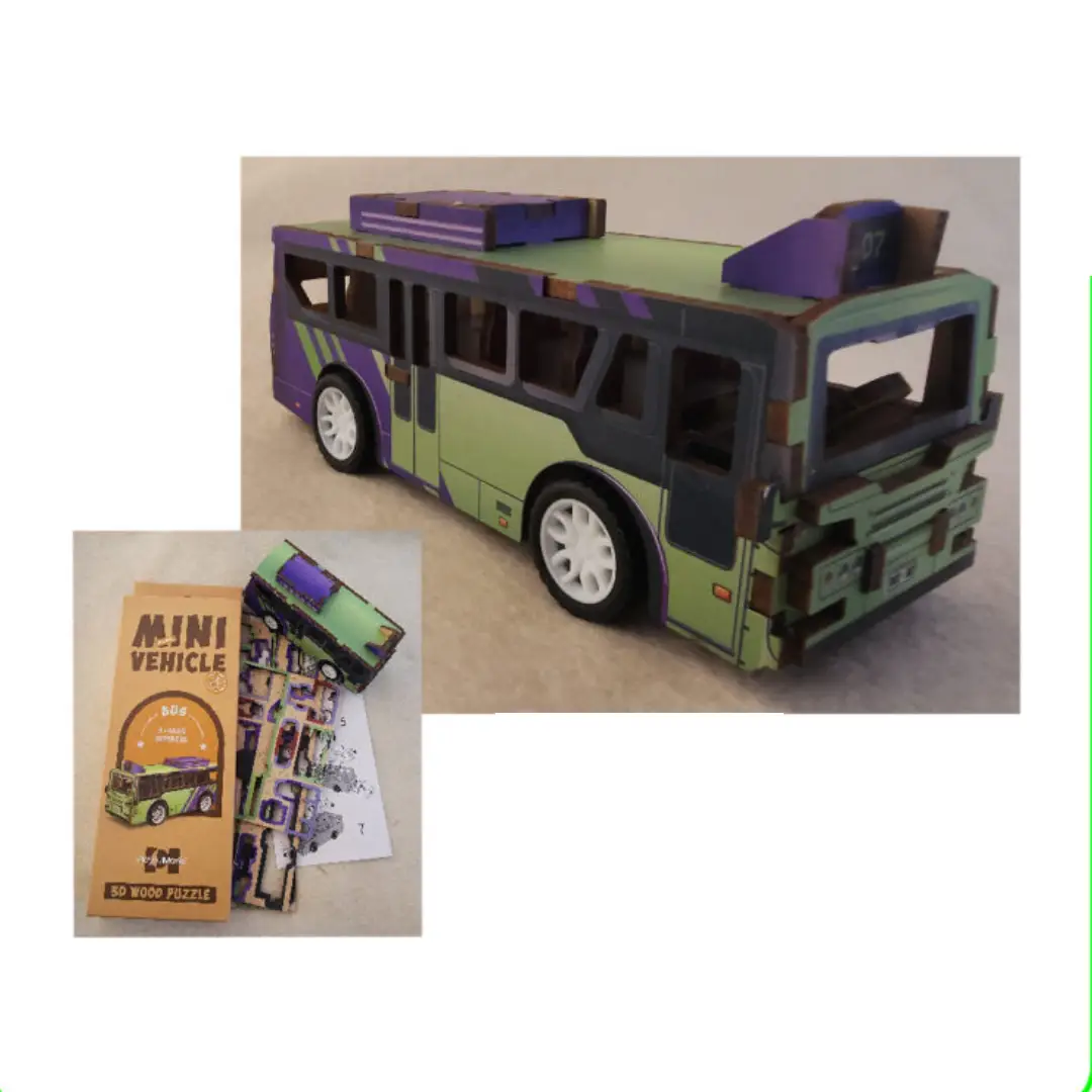 Wood Puzzle Kit - Bus for Engaging Kids Activities - Crafty Arts