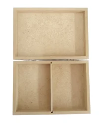 Wooden Hinged Card Box with 2 Divisions