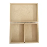 Wooden Hinged Card Box with 2 Divisions