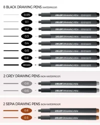 Zieler Fineliner 12 Drawing Pens