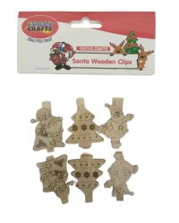 Santa Wooden Clips – 6pc