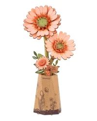 Robotime 3D Wooden Puzzle – Light Orange Gerbera Daisy