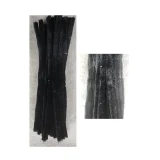 Chenille Sticks - 12mm Black 50 pack