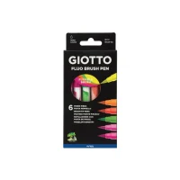 Giotto Fluo Brush Pen – 6 Piece