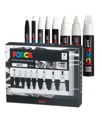 Posca Paint Markers – 8 Assorted Tips – White