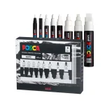 Posca Paint Markers - 8 Assorted Tips - White