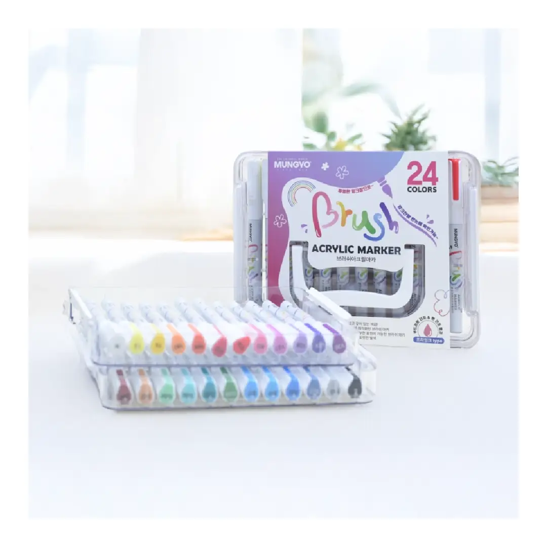 Mungyo Brush Acrylic Marker - 24 Piece