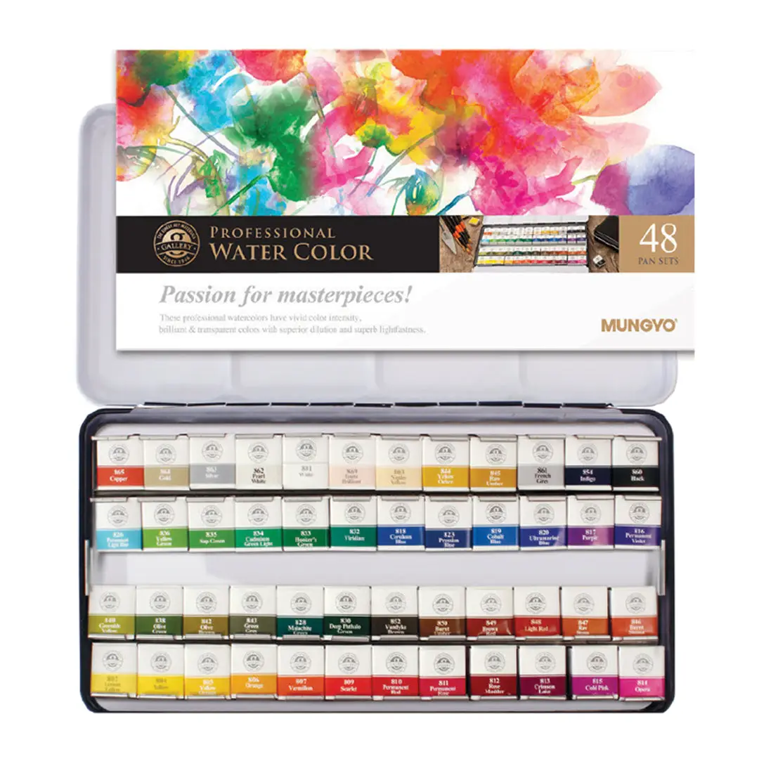 Mungyo Professional Watercolour Set - 48 1/2 Pans