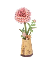 Robotime 3D Wooden Puzzle – Pink Dahlia