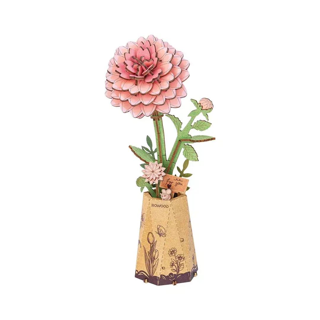 Robotime 3D Wooden Puzzle - Pink Dahlia