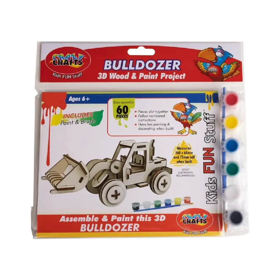 3D Wood And Paint Set - Bulldozer