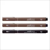 Uni Pin Drawing Pen Set of 3 - Sepia & Black