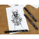 Uni Pin Drawing Pen Set of 3 - Sepia & Black