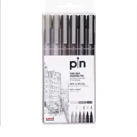 Uni Pin Drawing Pen Set of 6 – Grey & Black