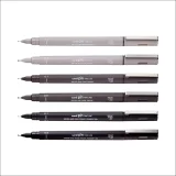 Uni Pin Drawing Pen Set of 6 - Grey & Black