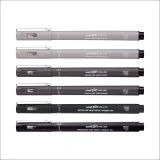 Uni Pin Drawing Pen Set of 6 - Grey & Black