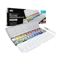 Metallic Watercolour Paint – Zieler Half Pan Set – 24 Colours