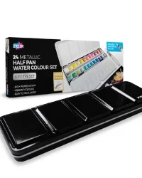Metallic Watercolour Paint – Zieler Half Pan Set – 24 Colours