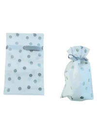 Drawstring Bag – Silver Dots 5pc – 15x23cm
